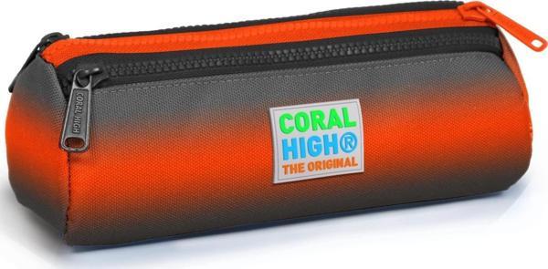 Coral High Kids Gri Turuncu Renk Geçişli Üç Bölmeli Kalem Çantası 22048 - Image 1