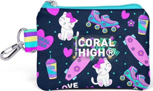 Coral High Kids Lacivert Pembe Kedili Paten Desenli Bozuk Para Çantası 21917 - Image 1