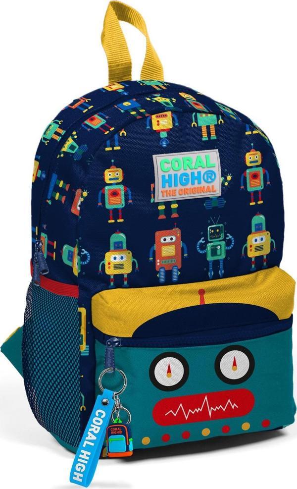 Coral High Kids Lacivert Robot Desenli İki Bölmeli Yuva Sırt Çantası 23348 - Image 1