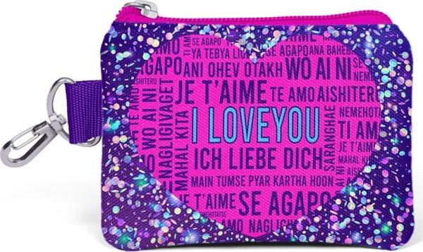 Coral High Kids Mor Mavi Pembe Kalp Desenli Bozuk Para Çantası 21840 - Image 1