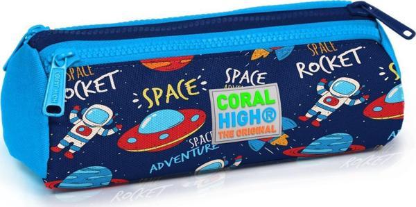 Coral High Kids Lacivert Uzay Desenli Üç Bölmeli Kalem Çantası 22320 - Image 1
