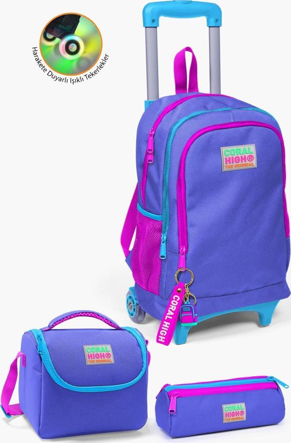 Coral High Kids Lavanta Çekçekli  3’lü Okul Çanta Seti SET0123903 - Image 1
