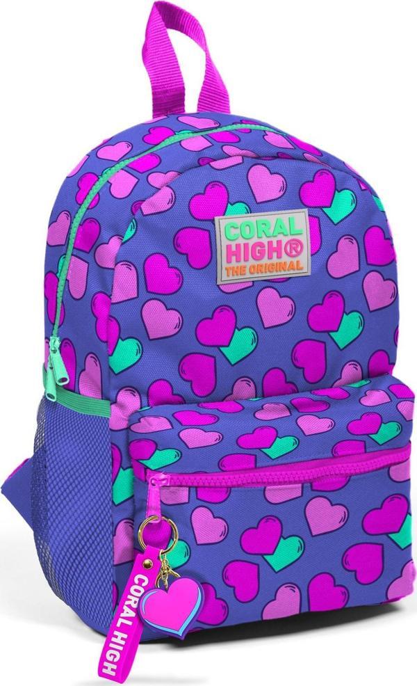 Coral High Kids Lavanta Kalp Desenli İki Bölmeli Yuva Sırt Çantası 23327 - Image 1