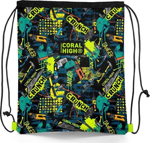 Coral High Kids Nefti Siyah Tamir Seti Desenli İpli Büzgülü Sırt Çantası 22675 - Image 1