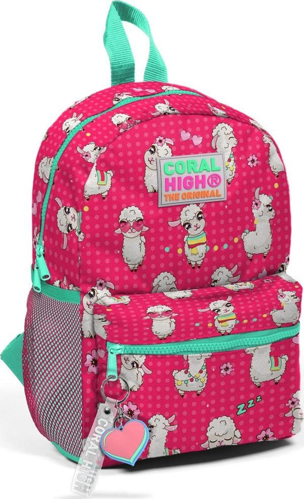 Coral High Kids Neon Mercan Alpaka Desenli İki Bölmeli Yuva Sırt Çantası 23332 - Image 1