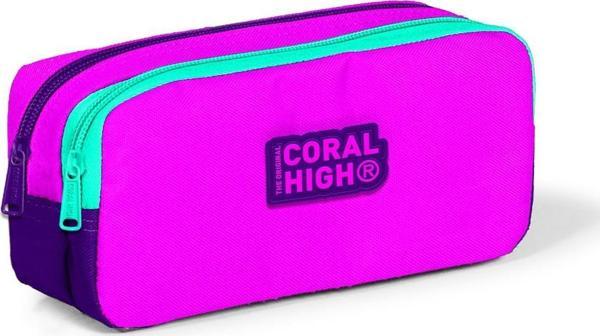 Coral High Kids Pembe Mor İki Bölmeli Kalem Çantası 12062 - Image 1