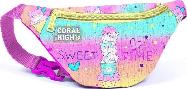 Coral High Kids Renkli Dondurmalı Kedi Desenli Bel Çantası 11524 - Image 1