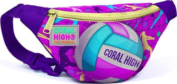 Coral High Kids Pembe Mor Voleybol Desenli Bel Çantası 11513 - Image 1