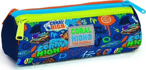 Coral High Kids Saks Grafiti Desenli Üç Bölmeli Kalem Çantası 22067 - Image 1