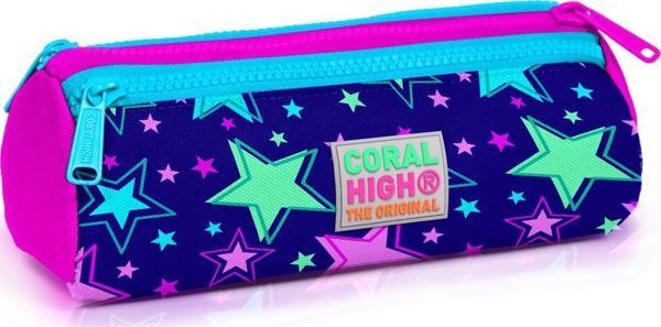 Coral High Kids Saks Yıldız Desenli Üç Bölmeli Kalem Çantası 22311 - Image 1