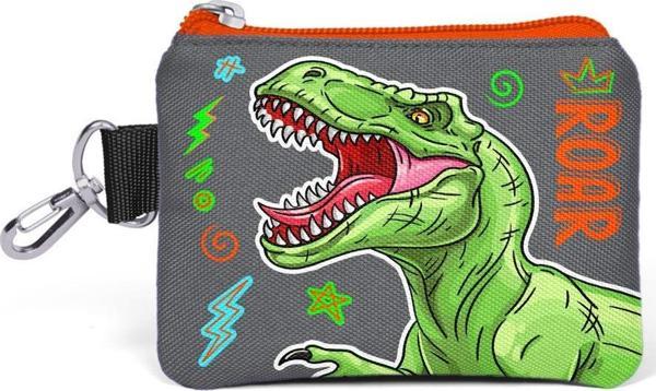 Coral High Kids Siyah Gri Dinozor Desenli Bozuk Para Çantası 21844 - Image 1
