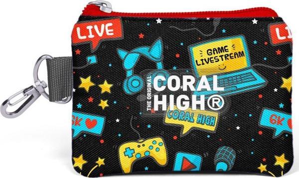 Coral High Kids Siyah Mavi Gamer Desenli Bozuk Para Çantası 21918 - Image 1