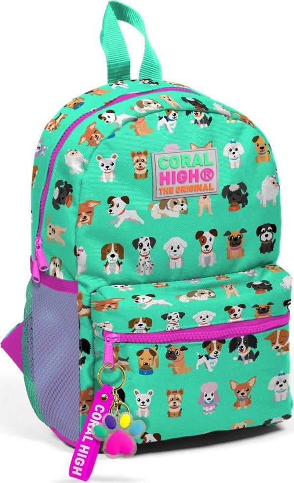 Coral High Kids Su Yeşili Köpek Desenli İki Bölmeli Yuva Sırt Çantası 23330 - Image 1