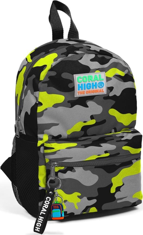 Minik Yuva Sırt Çantası Siyah Gri Kamuflaj Desenli İki Bölmeli 23355 - Image 1