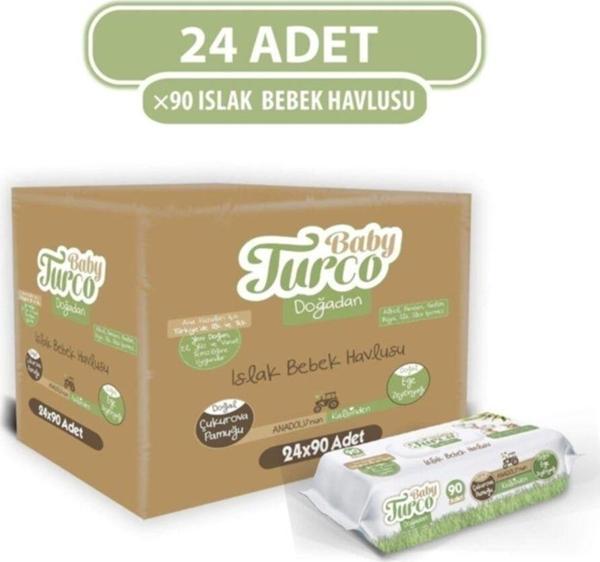 Baby Turco Doğadan Islak Mendil Havlu 90 Yaprak X 24 Adet - Image 1