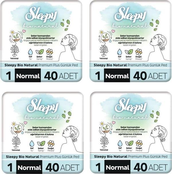 Sleepy Bio Natürel Premium Plus Günlük Ped 40 Li*4 Adet - Image 1