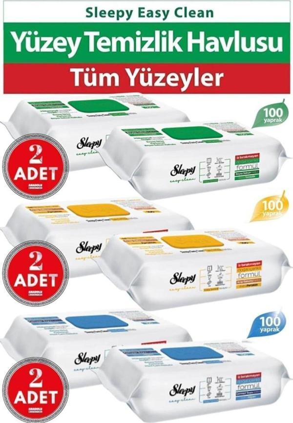 Sleepy Easy Clean 6 adet Beyaz Sabun & Çamaşır Suyu & Arap Sabunu Katkılı Yüzey Temizlik Havlusu - Image 1