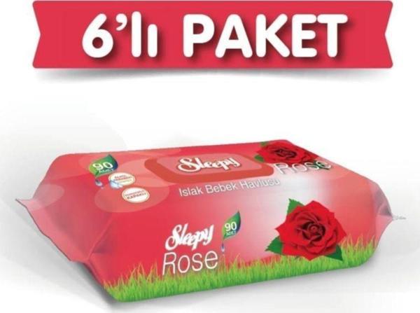 Sleepy Gül Kokulu Islak Havlu 6x90 Lı 6 Paket 540 Yaprak - Image 1