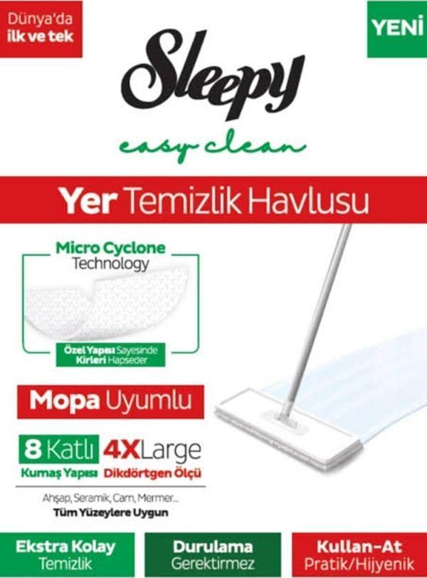 Sleepy Sleppy Easy Clean Beyaz Sabun Katkılı Mopa Uyumlu Yer Temizlik Havlusu 50 Li - Image 1