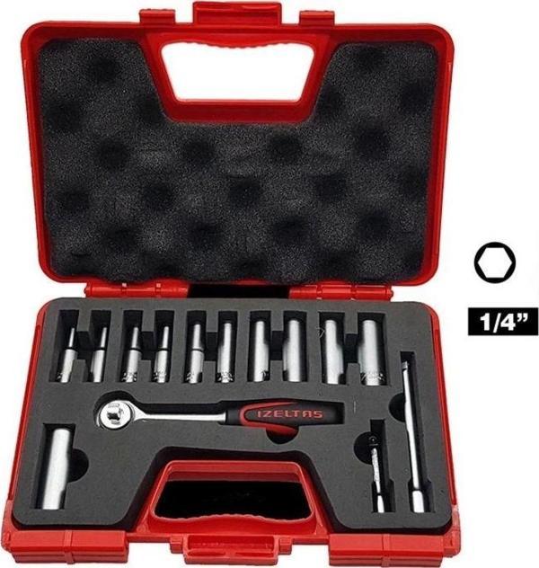 İzeltaş 1107006014 1/4 Derin Lokma Anahtar Takımı (14 PARÇA) - Image 1