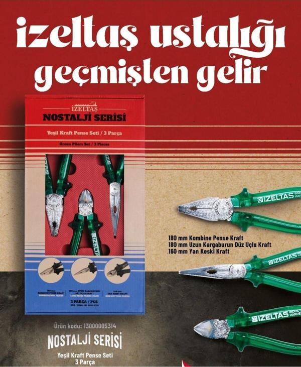 İzeltaş Yeşil Kraft Pense Seti 3'lü - Image 1