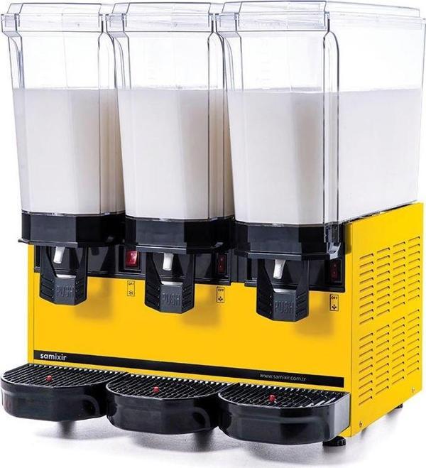 SAMIXIR Klasik Triple Karıştırıcılı Soğuk İçecek Dispenseri 20 L + 20 L + 20 L Sarı 60.MMMY - Image 1