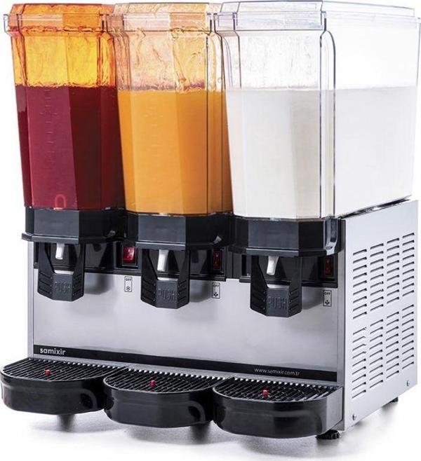 SAMIXIR Klasik Triple, 2 Fıskiyeli, 1 Karıştırıcılı Soğuk İçecek Dispenseri 20 L + 20 L + 20 L Inox 60.SSMI - Image 1