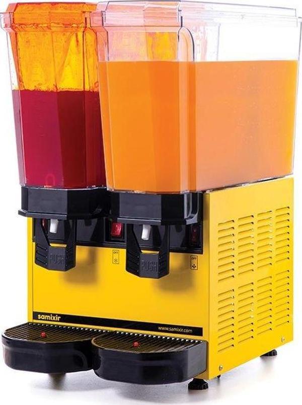 SAMIXIR Klasik Twin Fıskiyeli Ve Karıştırıcılı Soğuk İçecek Dispenseri 20 L + 20 L Sarı 40.SMY - Image 1