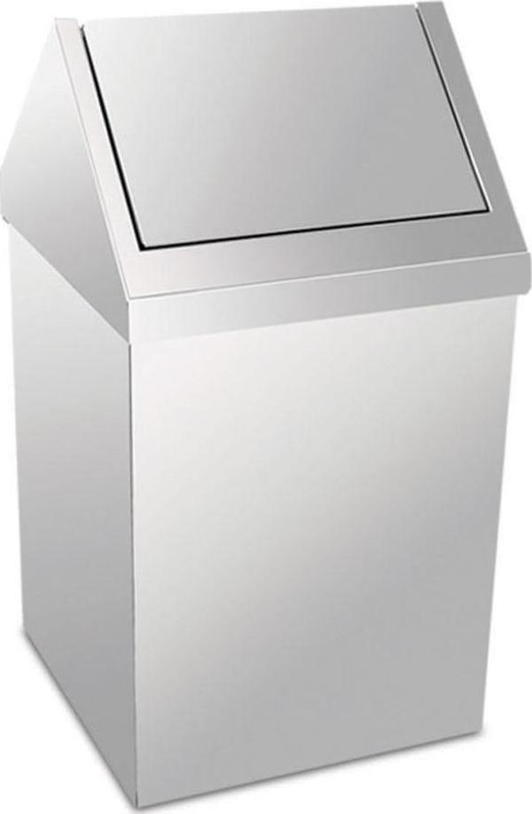 Krom Çatı Kapaklı Çöp Kovası 16 Litre - Image 1