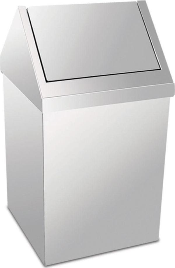 Krom Çatı Kapaklı Çöp Kovası 54 Litre - Image 1