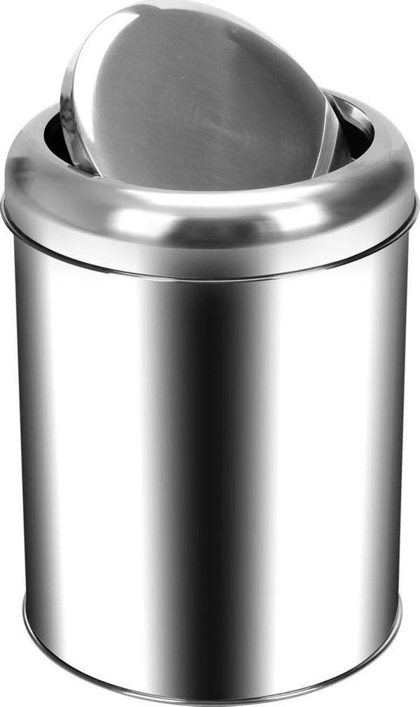 Krom Pratik Kapaklı Çöp Kutusu 16 Litre - Image 1