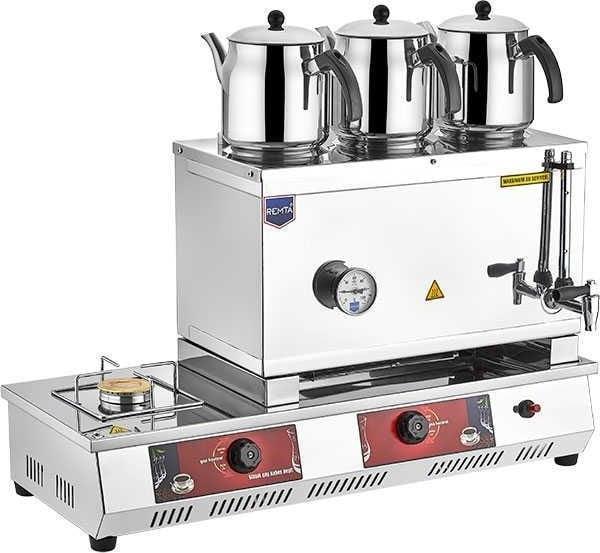 Remta Çift Cidarlı Üç Demlikli Çay Ocağı (Gazlı+Elektrikli) - Image 1