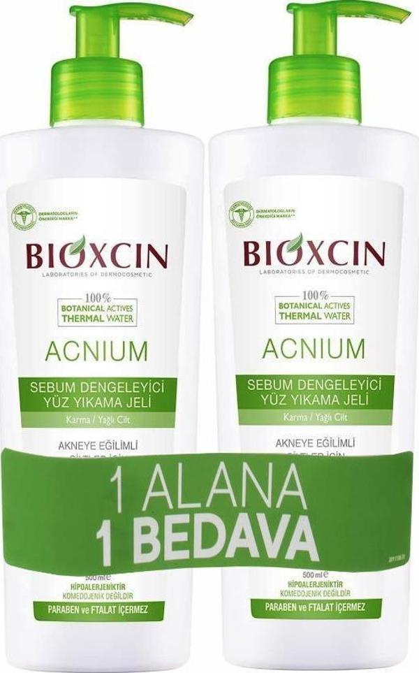 Bioxcin Acnium Sebum Dengeleyici Yüz Yıkama Jeli 500 ml + 500 ml Avantaj Paket - Image 1