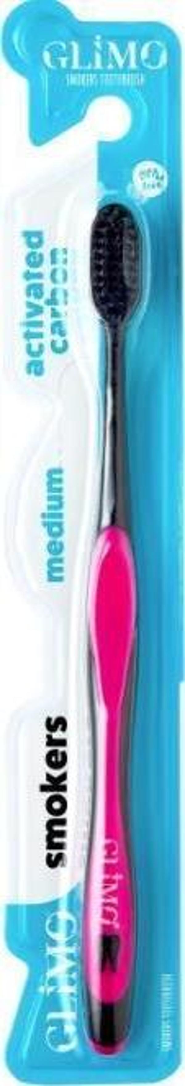 Glimo Smokers Beyazlatıcı Diş Fırçası Medium Pembe - Image 1