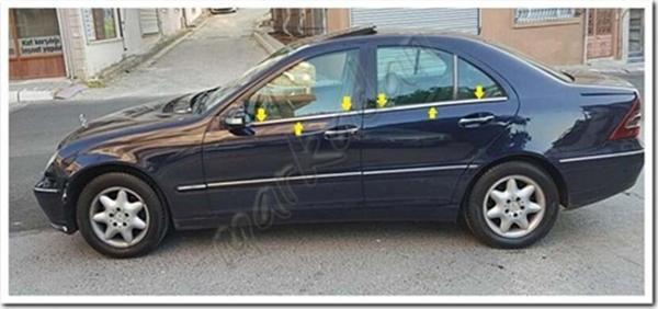 DB Chrome Mercedes C W203 Cam Çıtası Nikelajı 2001-2007 4 Parça P.Çelik - Image 1