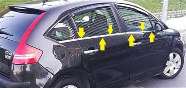 DB Chrome Citroen C4 HB Cam Çıtası Nikelajı 2004-2010 8 Parça P.Çelik - Image 1