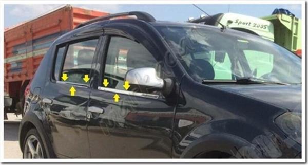 DB Chrome Dacia Sandero Cam Çıtası Nikelajı 2006-2012 4 Parça P.Çelik - Image 1