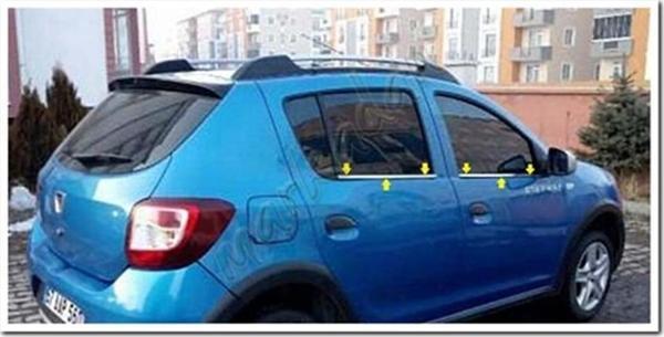 DB Chrome Dacia Sandero Cam Çıtası Nikelajı 2012-2020 4 Parça P.Çelik - Image 1