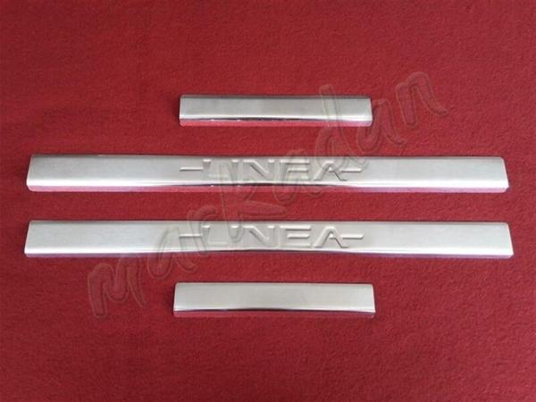 DB Chrome Fiat Linea Krom Kapı Eşiği 2006-2018 4 Parça P.Çelik - Image 1