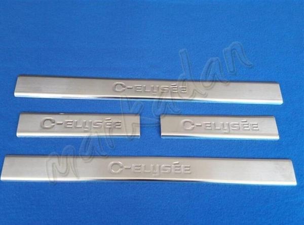 Citroen C-Elysee Krom Kapı Eşiği 2012-2024 4 Parça Paslanmaz Çelik - Image 1