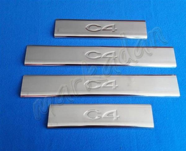Citroen C4 Krom Kapı Eşiği 2010-2020 4 Parça Paslanmaz Çelik - Image 1