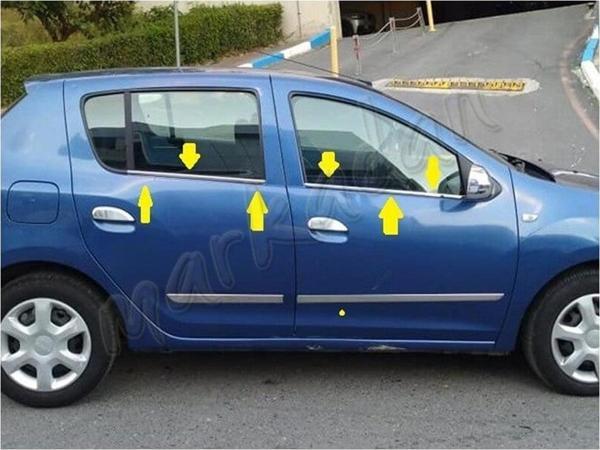 Dacia Sandero Krom Cam Çıtası 2012-2020 4 Parça Paslanmaz Çelik - Image 1