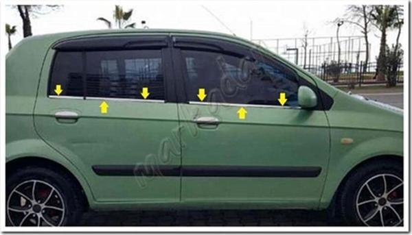 Hyundai Getz Krom Cam Çıtası 2002-2011 6 Parça Paslanmaz Çelik - Image 1
