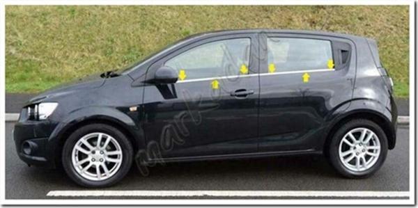 Markadan Chevrolet Aveo HB Krom Cam Çıtası 2012 Sonrası 4 Parça Paslanmaz Çelik - Image 1