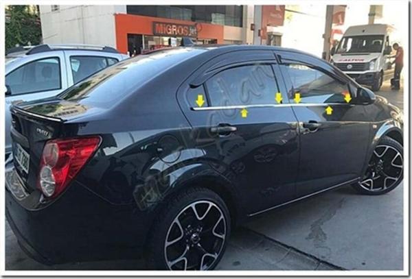 Markadan Chevrolet Aveo Sedan Krom Cam Çıtası 2012 Sonrası 4 Parça Paslanmaz Çelik - Image 1