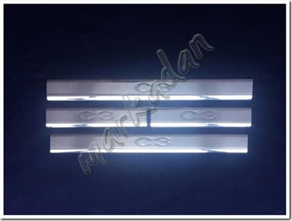 Markadan Citroen C3 Krom Kapı Eşiği 2002-2009 4 Parça Paslanmaz Çelik - Image 1