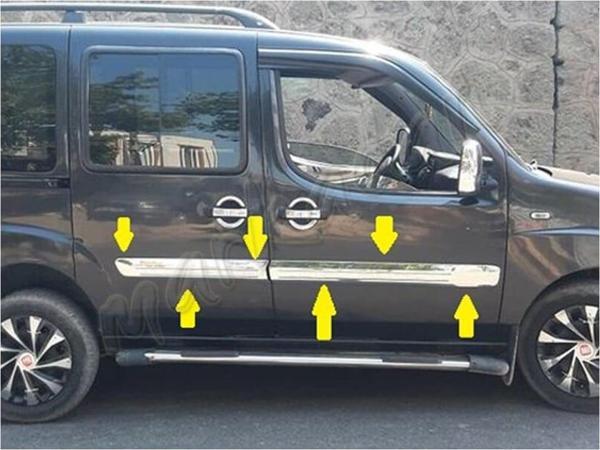 Markadan Fiat Doblo Krom Yan Kapı Çıtası 2006-2012 4 Parça Paslanmaz Çelik - Image 1