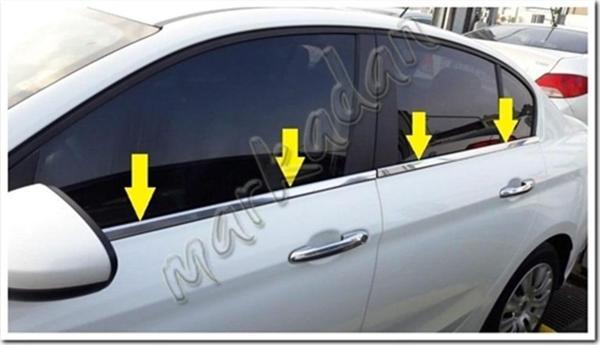 Markadan Fiat Egea Sedan Krom Cam Çıtası 2015 Sonrası 4 Parça Paslanmaz Çelik - Image 1