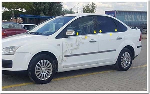 Markadan Ford Focus Sedan Krom Cam Çıtası 1998-2005 4 Parça Paslanmaz Çelik - Image 1