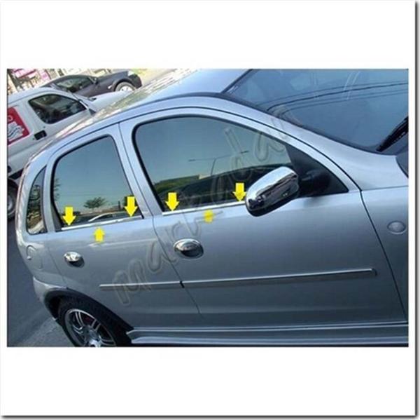Markadan Opel Corsa C Krom Cam Çıtası 2000-2006 4 Parça Paslanmaz Çelik - Image 1